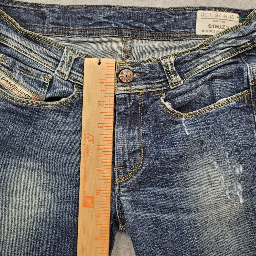 Diesel Soozy Jeans Womens 25 Blue Wash 008WR Stretch Straight Leg Distressed - Picture 4 of 11